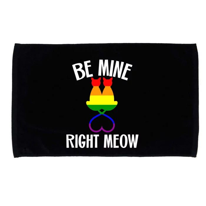 Valentine's Day Lesbian Pride Cat Lovers Be Mine Right Meow Funny Gift Microfiber Hand Towel