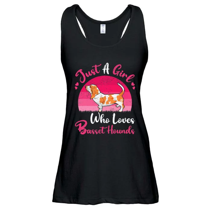 Vintage Dog Lover Just A Girl Who Loves Basset Hounds Ladies Essential Flowy Tank