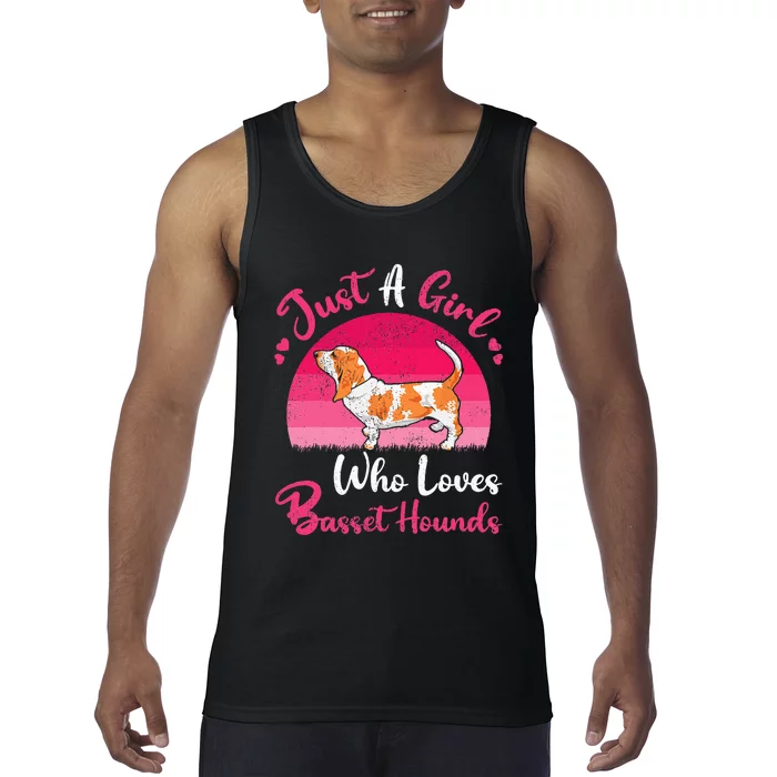 Vintage Dog Lover Just A Girl Who Loves Basset Hounds Tank Top