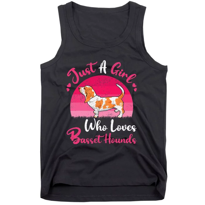 Vintage Dog Lover Just A Girl Who Loves Basset Hounds Tank Top