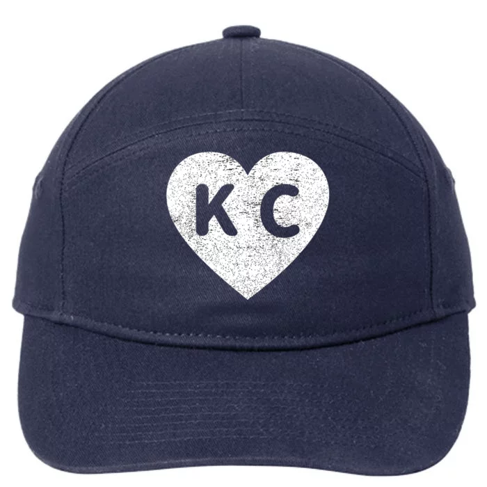 Vintage Distressed Love Kansas City KC Heart Print 7-Panel Snapback Hat