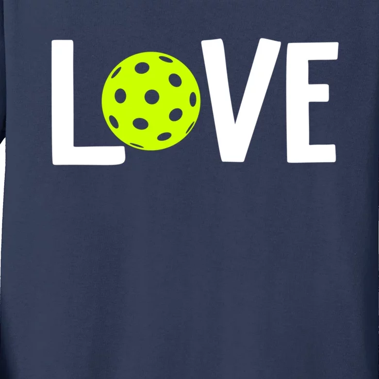 Valentine's Day Love Pickleball Gift Kids Long Sleeve Shirt