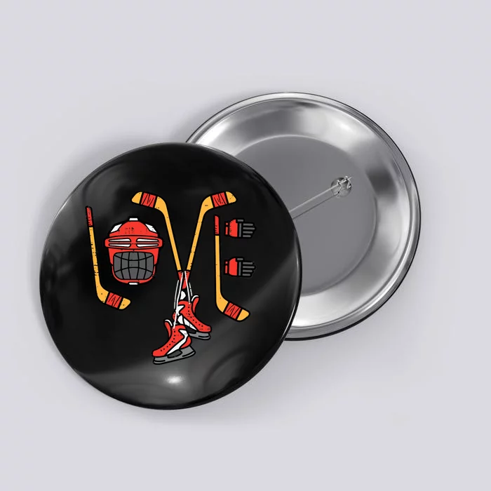 Valentines Day Love Ice Hockey Sports Goalie Button