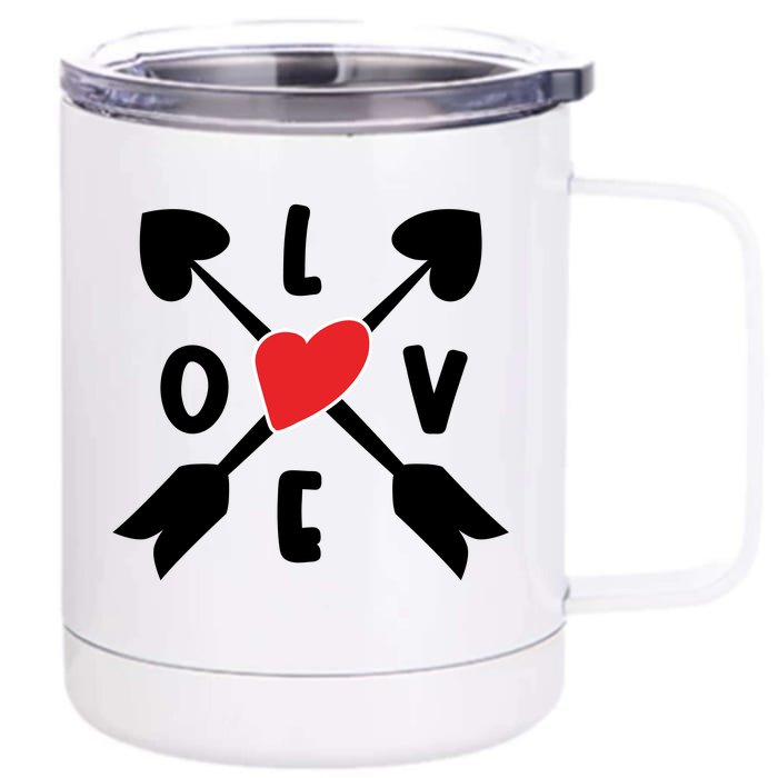 Valentines Day Love Arrows Front & Back 12oz Stainless Steel Tumbler Cup