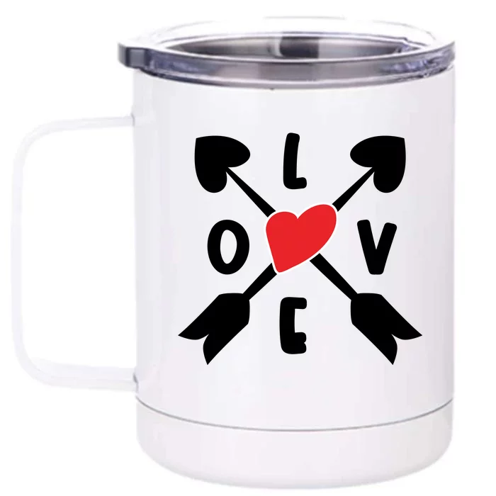 Valentines Day Love Arrows Front & Back 12oz Stainless Steel Tumbler Cup