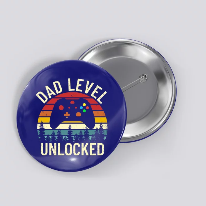 Vintage Dad Leveling Unlocked Funny Gamer New Daddy Father Gift Button