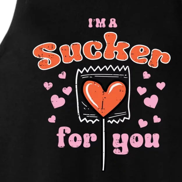 Valentines Day Lollipop Sucker For You Heart Candy Funny Gift Ladies Tri-Blend Wicking Tank