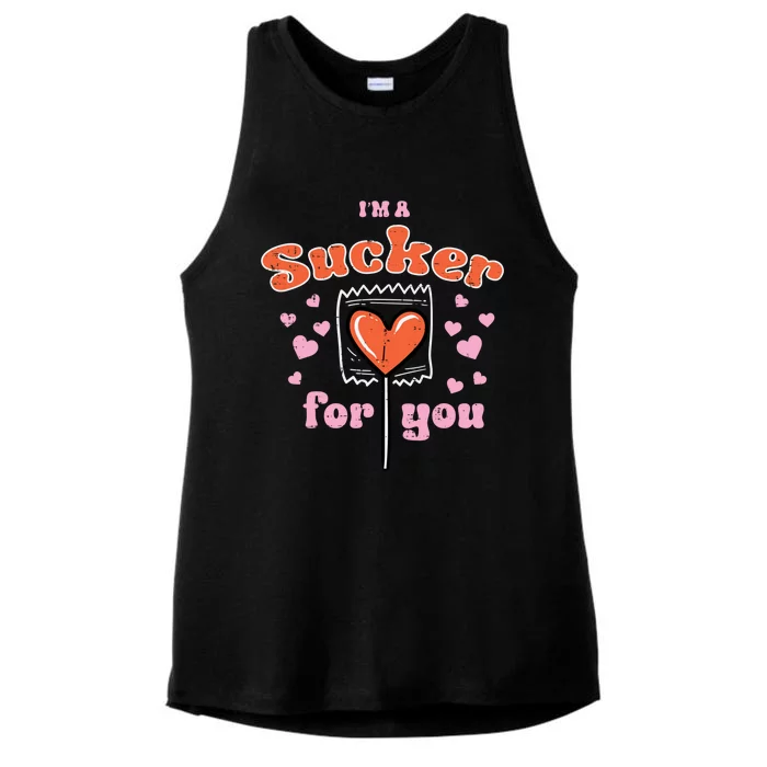 Valentines Day Lollipop Sucker For You Heart Candy Funny Gift Ladies Tri-Blend Wicking Tank