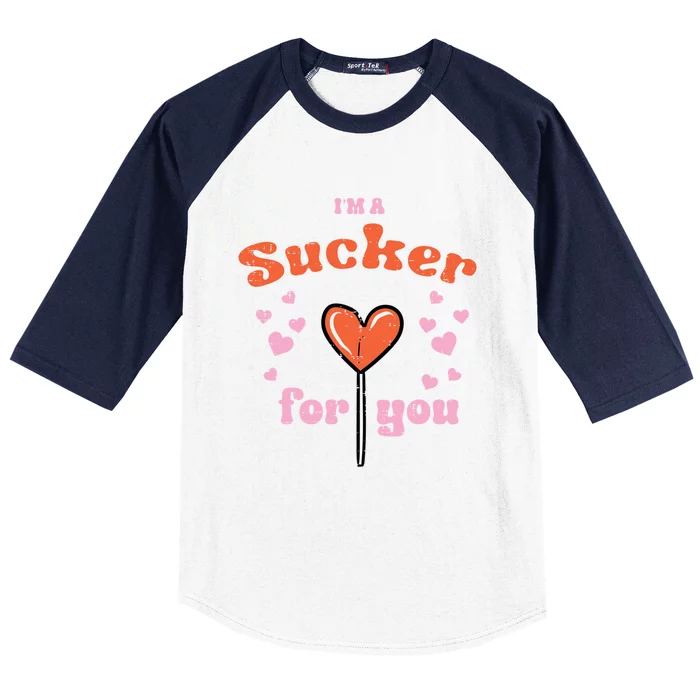 Valentines Day Lollipop Sucker For You Heart Candy Funny Gift Baseball Sleeve Shirt