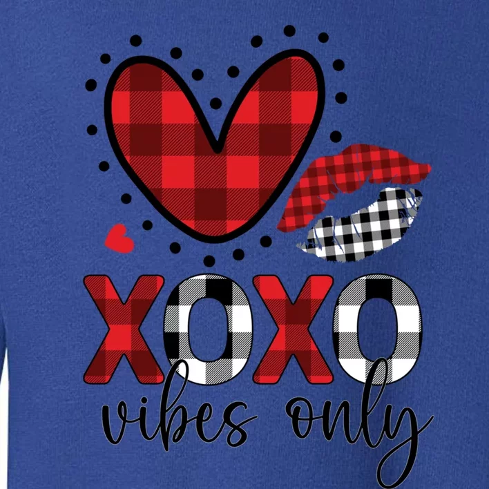 Valentines Day Love Xoxo Vibes Only Heart Buffalo Plaid Cool Gift Toddler Sweatshirt