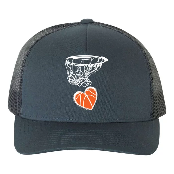 ValentineS Day Love Heart The Game Of Basketball Yupoong Adult 5-Panel Trucker Hat