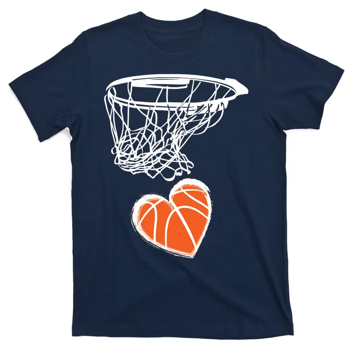 ValentineS Day Love Heart The Game Of Basketball T-Shirt