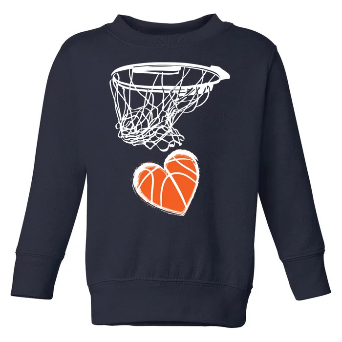 ValentineS Day Love Heart The Game Of Basketball Toddler Sweatshirt