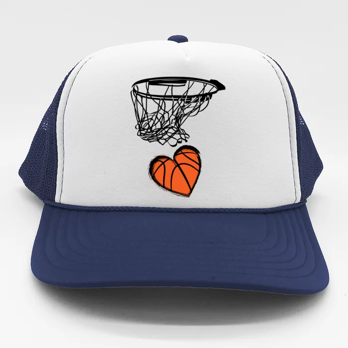 ValentineS Day Love Heart The Game Of Basketball Trucker Hat