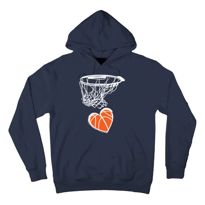 ValentineS Day Love Heart The Game Of Basketball Tall Hoodie