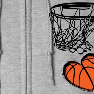 ValentineS Day Love Heart The Game Of Basketball Full Zip Hoodie