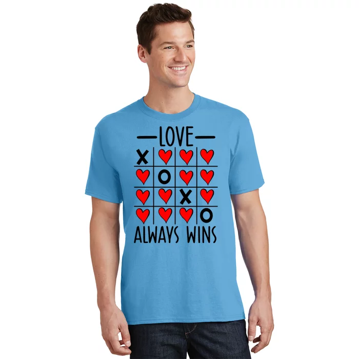 Valentine’s Day Love Always Wins Tictactoe Game Heart Gift T-Shirt