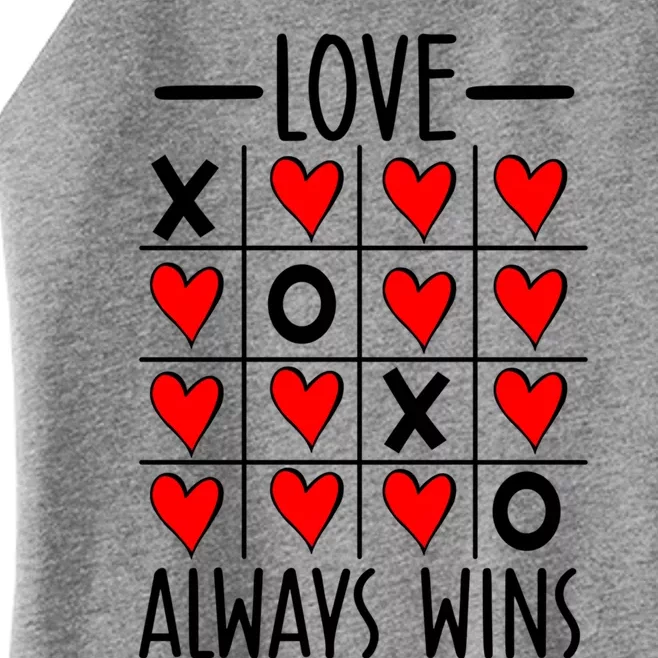 Valentine’s Day Love Always Wins Tictactoe Game Heart Gift Women’s Perfect Tri Rocker Tank