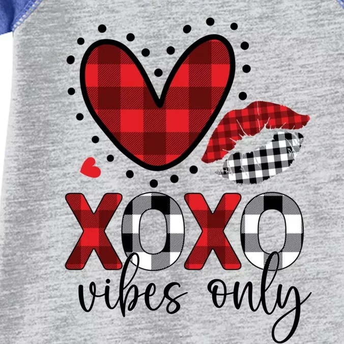 Valentines Day Love Xoxo Vibes Only Heart Buffalo Plaid Cute Gift Infant Baby Jersey Bodysuit