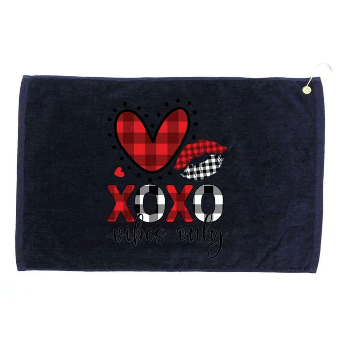 Valentines Day Love Xoxo Vibes Only Heart Buffalo Plaid Cute Gift Grommeted Golf Towel