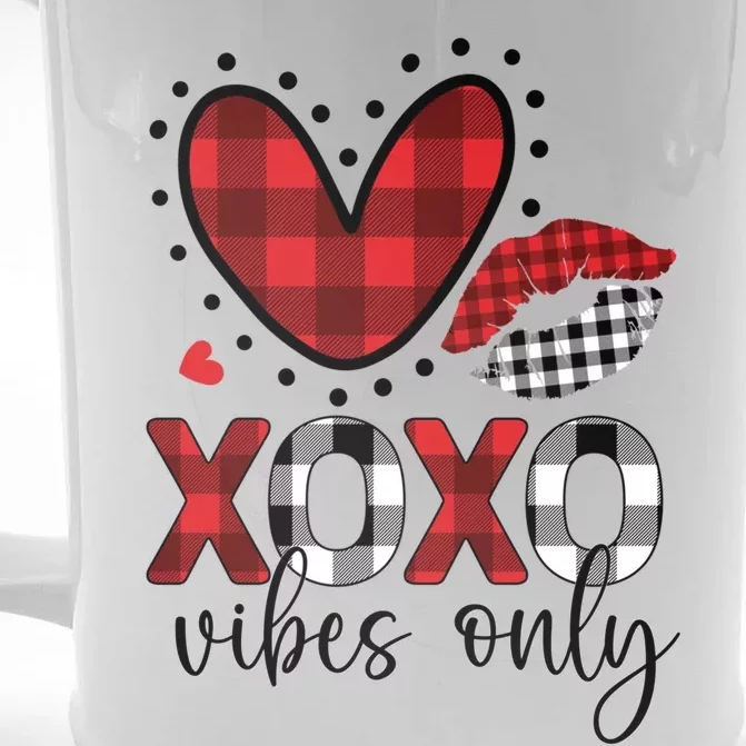 Valentines Day Love Xoxo Vibes Only Heart Buffalo Plaid Cute Gift Front & Back Beer Stein