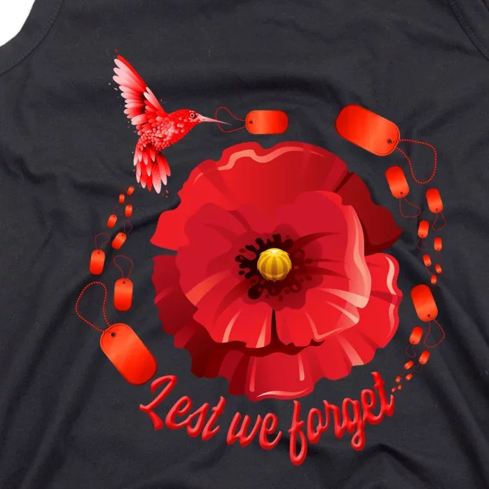 Veterans Day Lest We Forget Red Poppy Flower Usa Memorial Cool Gift Tank Top