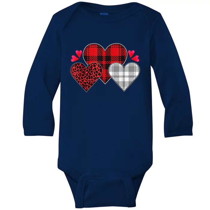 Valentines Day Love Heart Leopard Print Funny Valentines Day Baby Long Sleeve Bodysuit