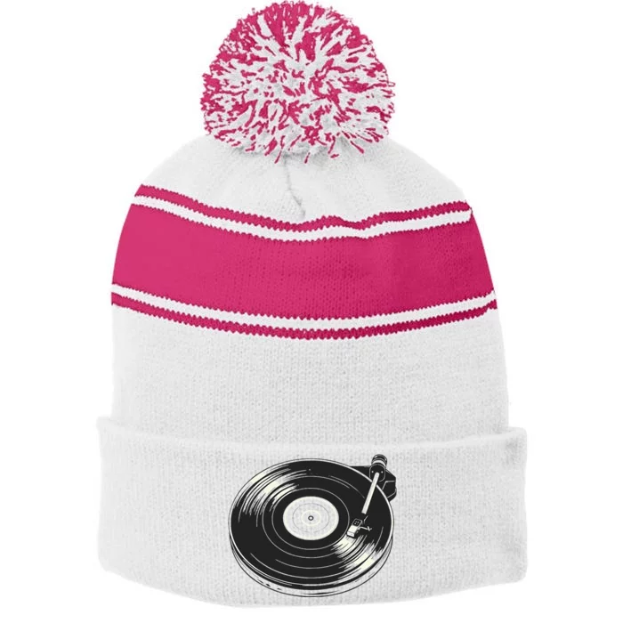 Vinyl Disc Lp Record Vinyl Stripe Pom Pom Beanie