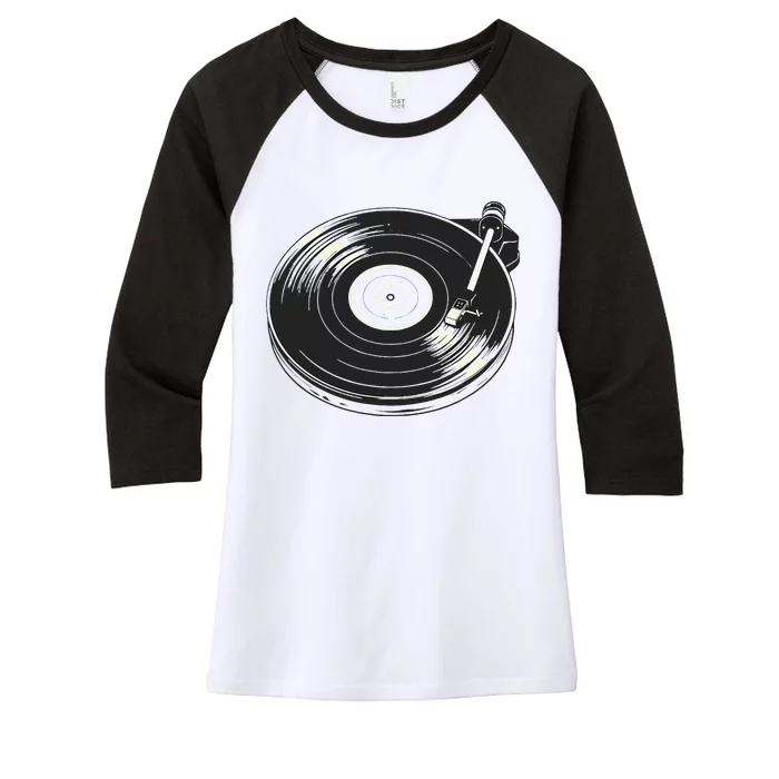 Vinyl Disc Lp Record Vinyl Women's Tri-Blend 3/4-Sleeve Raglan Shirt