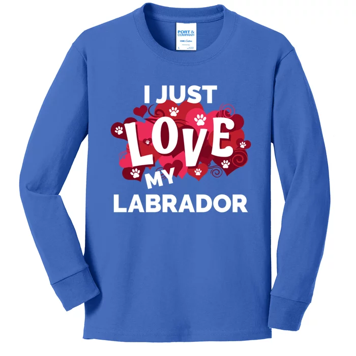 Valentine's Day Labrador Dog Love Gift Kids Long Sleeve Shirt