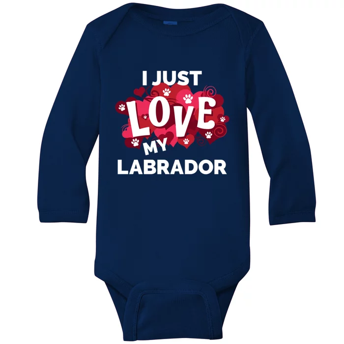 Valentine's Day Labrador Dog Love Gift Baby Long Sleeve Bodysuit