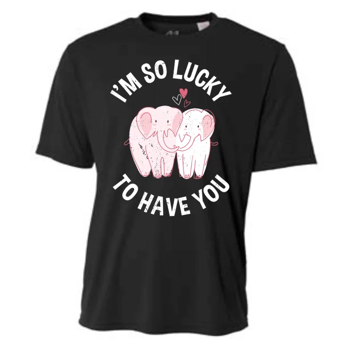 Valentine's Day Loving Elephant I'm So Lucky To Have You Great Gift Cooling Performance Crew T-Shirt