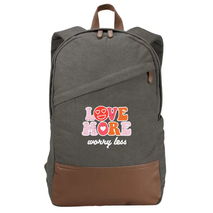 Valentines Day Love More And Smile Retro Women Cotton Canvas Backpack