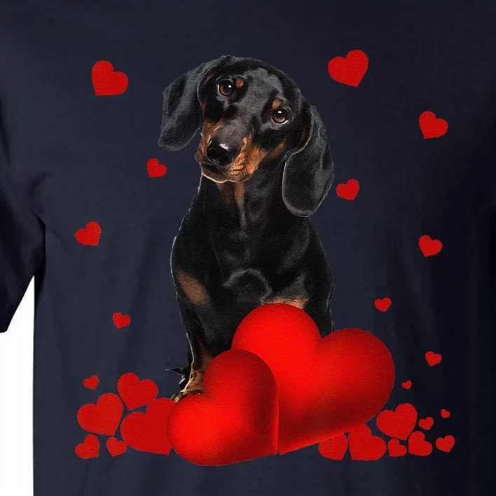 Valentines Day Love Hearts Dachshund Dog Puppy Lover Tall T-Shirt