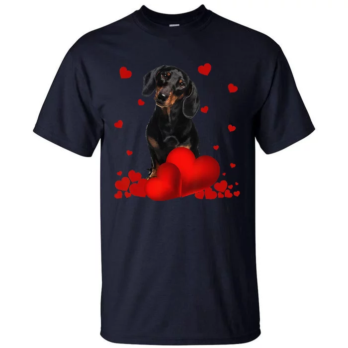 Valentines Day Love Hearts Dachshund Dog Puppy Lover Tall T-Shirt