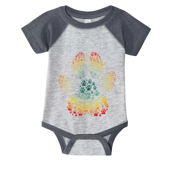 Vintage Dog Love Retro Paw Print Pet Puppy Lover Infant Baby Jersey Bodysuit