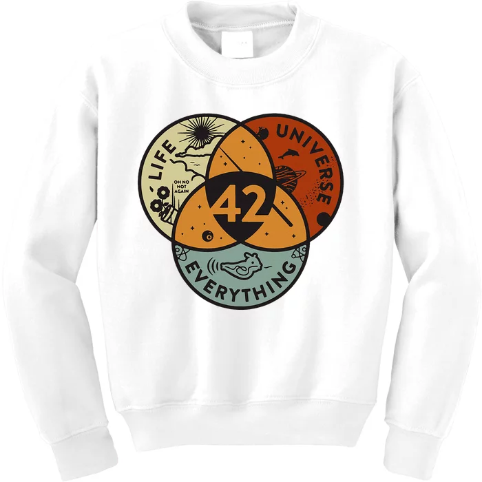 Venn Diagram Life The Universe And Everything 42 Life Kids Sweatshirt