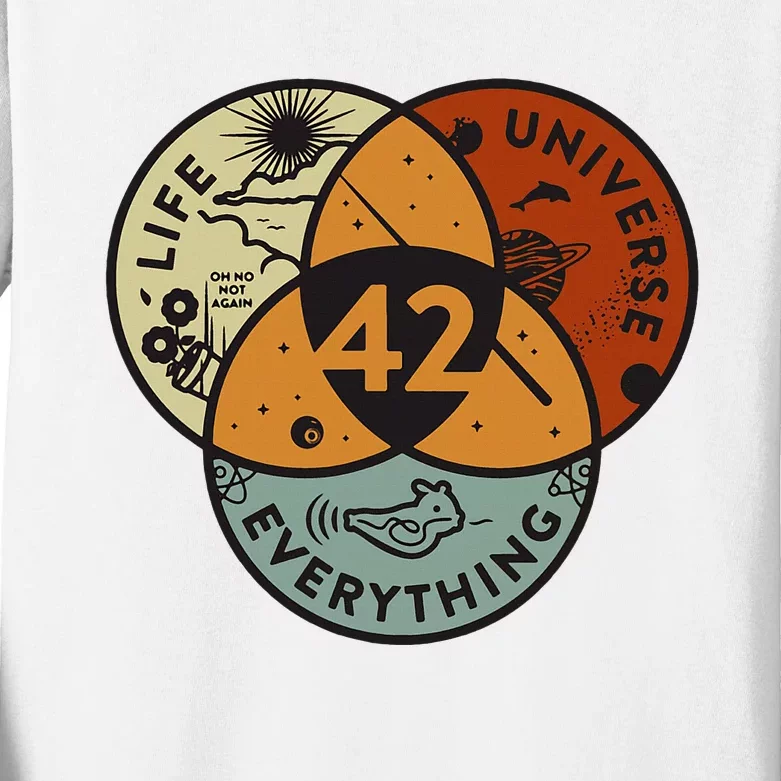 Venn Diagram Life The Universe And Everything 42 Life Kids Long Sleeve Shirt