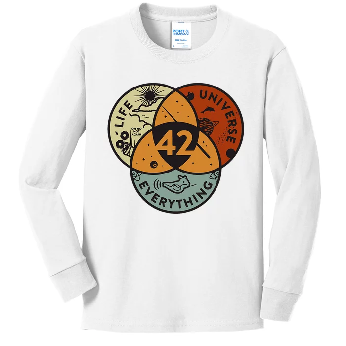 Venn Diagram Life The Universe And Everything 42 Life Kids Long Sleeve Shirt