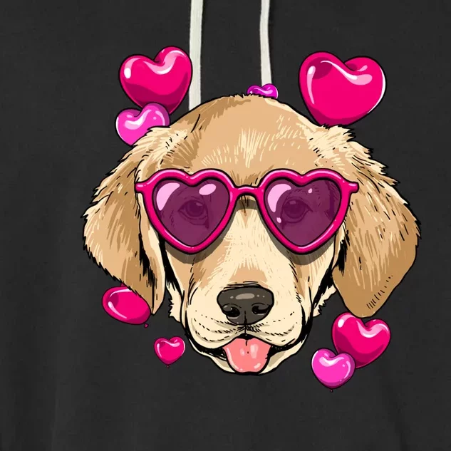 Valentines Day Labrador Retriever Heart Couples Dog Lover Gift Garment-Dyed Fleece Hoodie