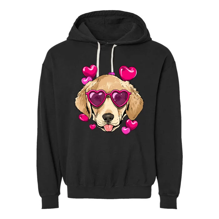 Valentines Day Labrador Retriever Heart Couples Dog Lover Gift Garment-Dyed Fleece Hoodie