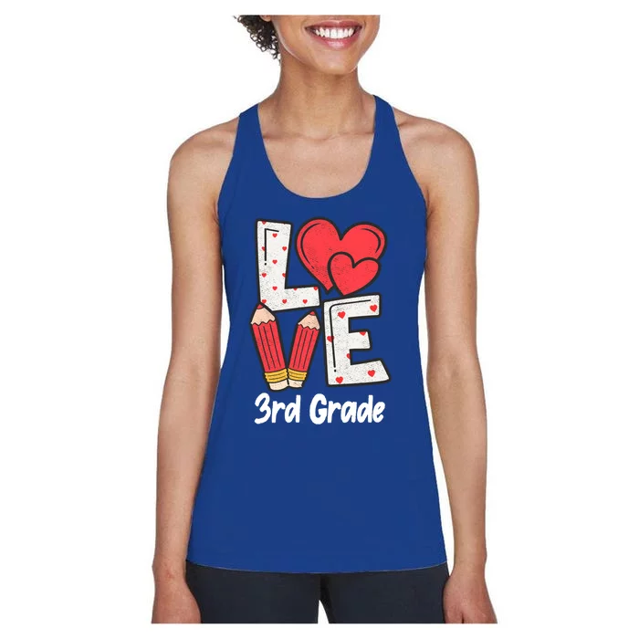 Valentines Day Love 3rd Grade Squad Teacher Life Heart Gift Women's Racerback Tank