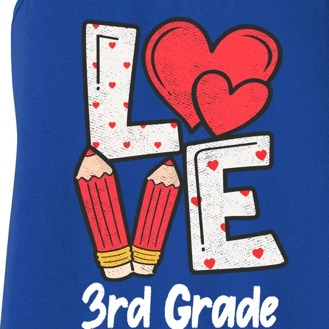 Valentines Day Love 3rd Grade Squad Teacher Life Heart Gift Women's Racerback Tank