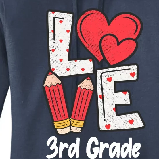 Valentines Day Love 3rd Grade Squad Teacher Life Heart Gift Women's Pullover Hoodie