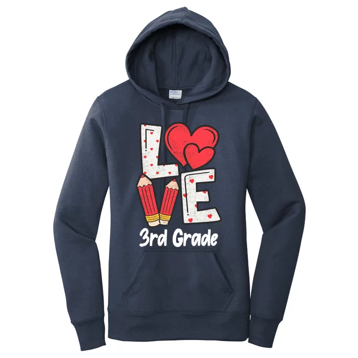 Valentines Day Love 3rd Grade Squad Teacher Life Heart Gift Women's Pullover Hoodie