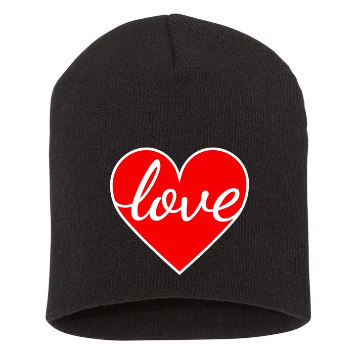 Valentines Day Love Heart Graphic Short Acrylic Beanie