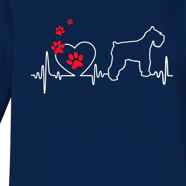 Valentines Day Love Heartbeat Schnauzer Dog Puppy Lover Gift Baby Long Sleeve Bodysuit