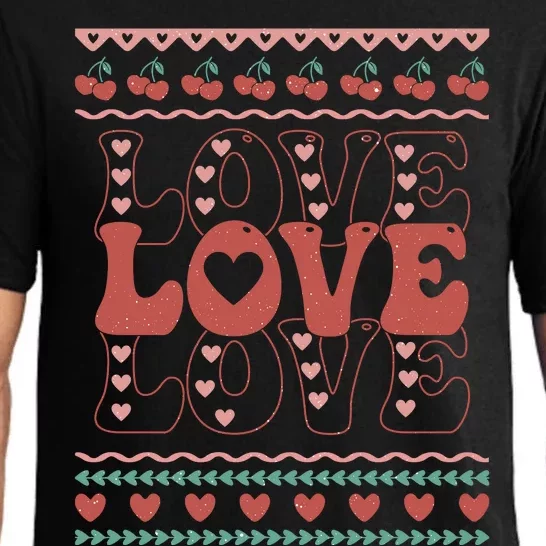 Valentine's Day Love For Lover Ugly Sweater Pajama Set