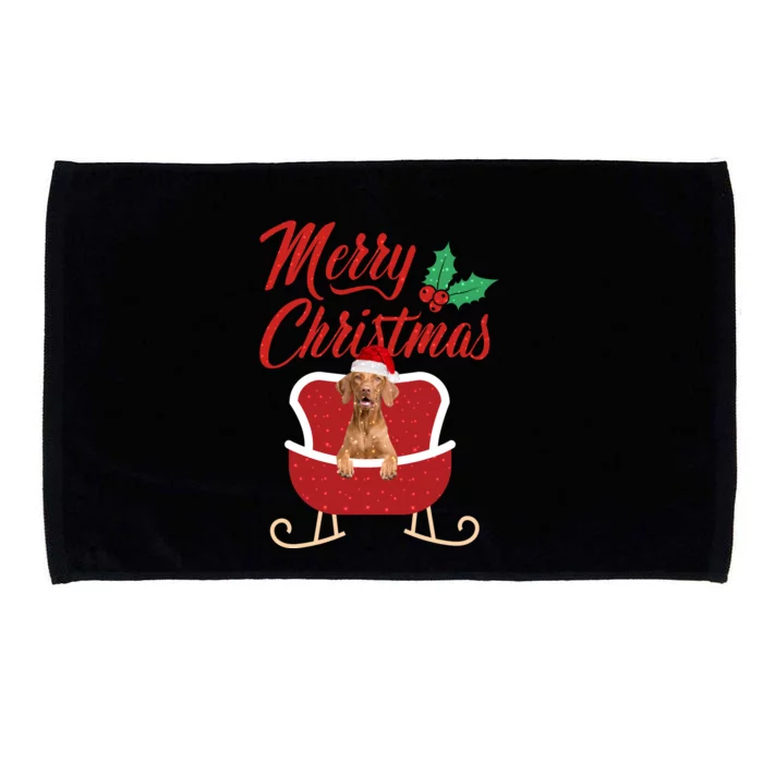 Vizsla Dog Merry Christmas Design For The Holiday Season! Microfiber Hand Towel