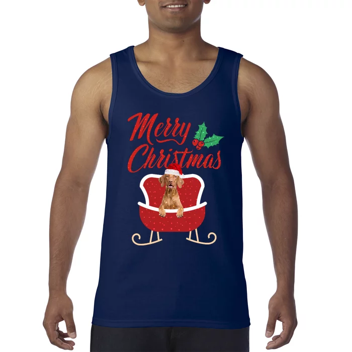 Vizsla Dog Merry Christmas Design For The Holiday Season! Tank Top